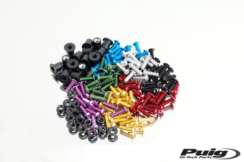 Kit De Tornillería Anodizada Puig Para Cúpulas De Moto - Aluminio Ergal 7075, Color Plata, Solo Para Cúpulas Racing